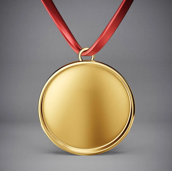 Medalha Ouro Isolada Num Cinzento Ilustração — Fotografia de Stock