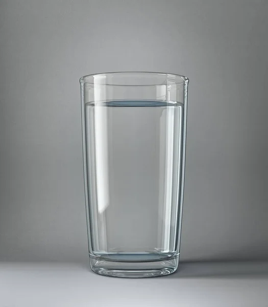 水のガラスは 灰色の背景に分離されました イラストレーション — ストック写真