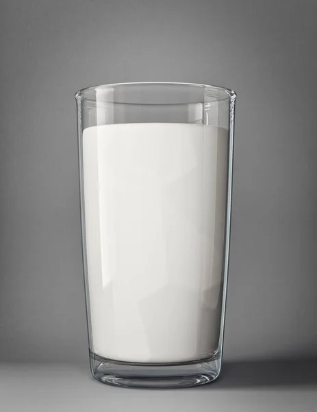 Γάλα Ένα Ποτήρι Που Απομονώνονται Ένα Γκρι Απεικόνιση — Φωτογραφία Αρχείου