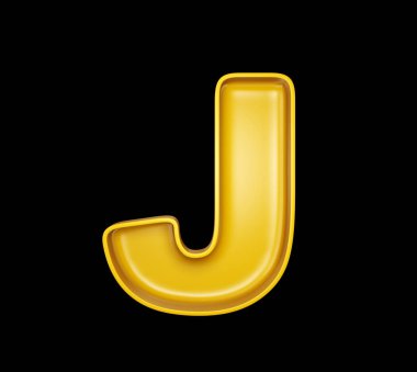 siyah bir izole sarı lettr. 3D çizim