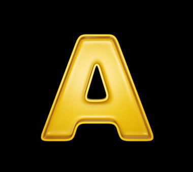 siyah bir izole sarı lettr. 3D çizim