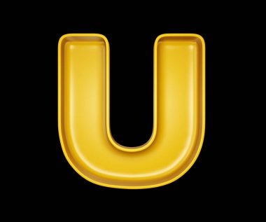 siyah bir izole sarı lettr. 3D çizim