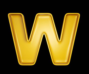 siyah bir izole sarı lettr. 3D çizim