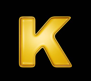 siyah bir izole sarı lettr. 3D çizim