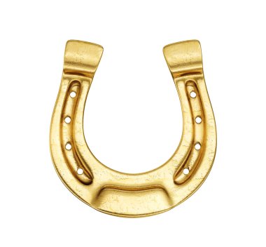 beyaz izole altın at nalı. 3D çizim