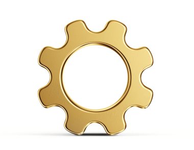 altın dişli beyaz arka plan üzerinde izole. 3D çizim