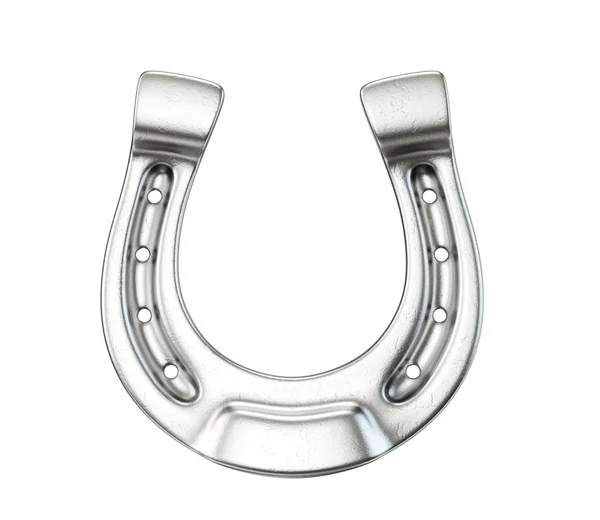 Silver Horseshoe Isolated White Illustration — 图库照片