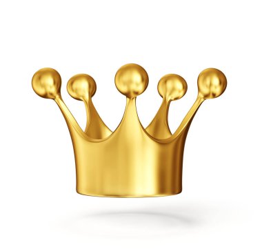 Altın taç bir beyazın üzerinde izole edilmiş. 3d illüstrasyon