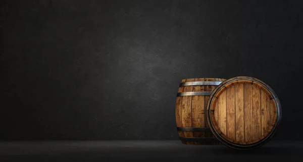 Wooden Barrel Isolated Black Illustration — Stock Photo, Image