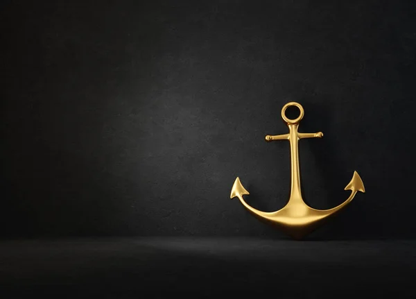 Golden Anchor Isolated Black Illustration — Stock Photo, Image