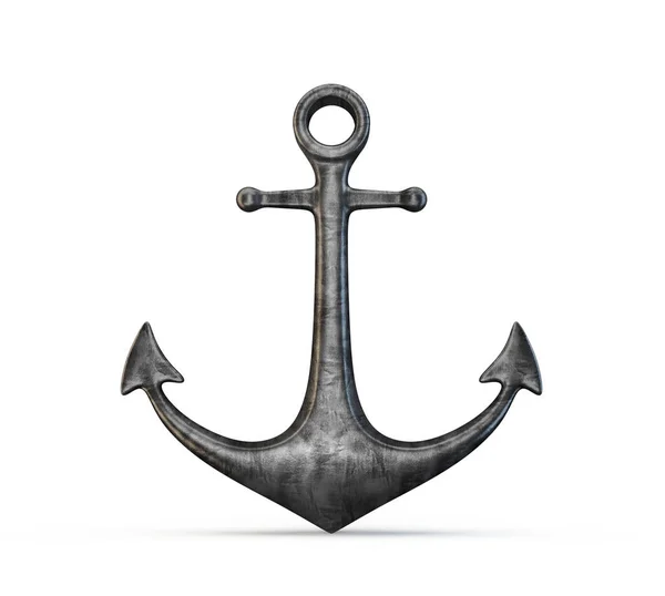 Black Anchor Isolated White Illustration — Stock Photo, Image