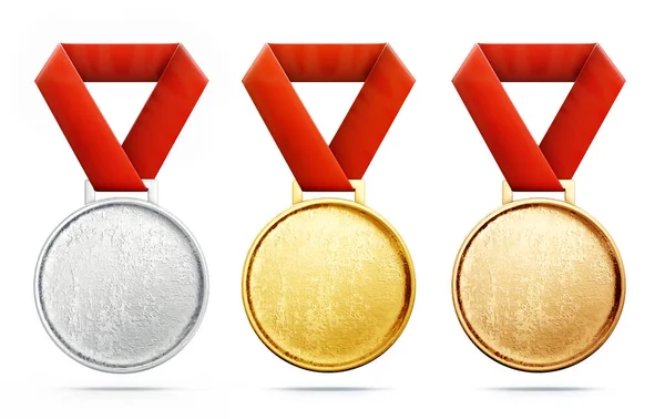 Medalhas Isoladas Fundo Branco Ilustração — Fotografia de Stock