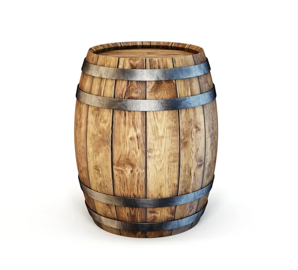 Wooden Barrel Isolated White Illustration — Stock Photo, Image