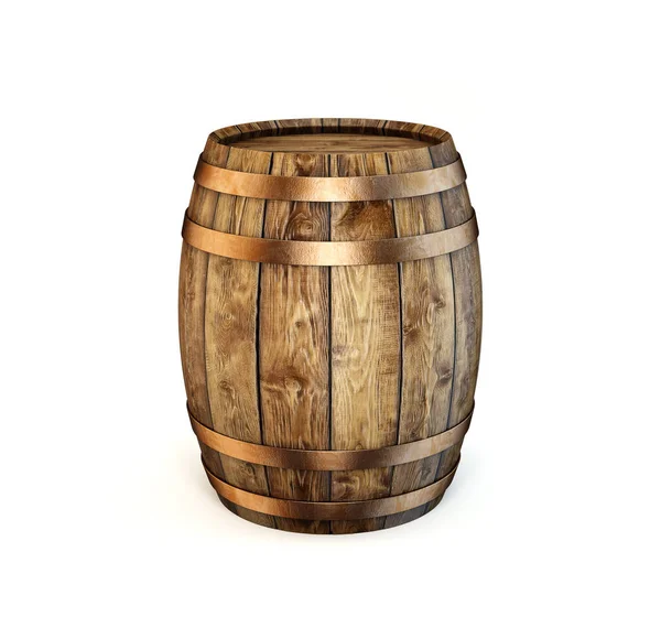 Wooden Barrel Isolated White Illustration — Stock Photo, Image