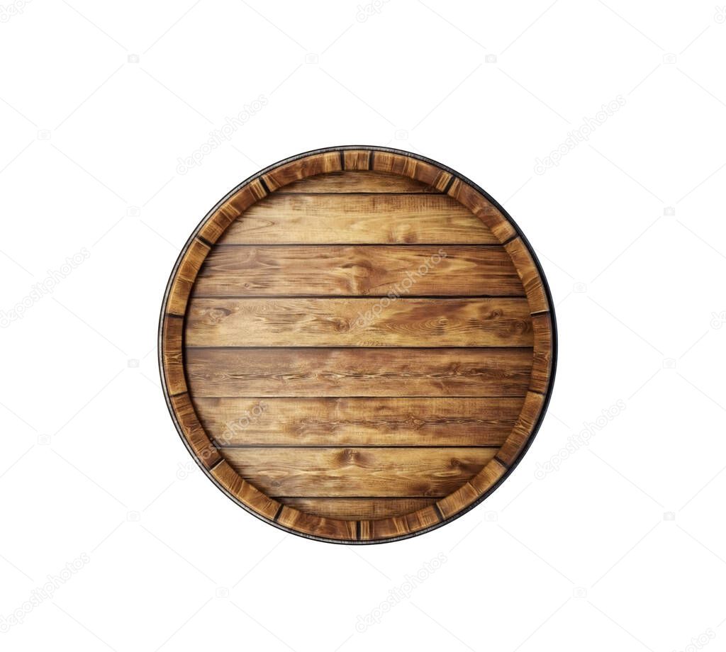 wooden barrel isolated on a white. 3d illustration