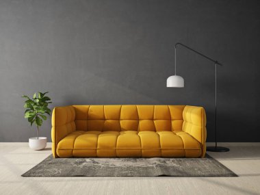 Modern tasarım. İskandinav mobilyası. 3d illüstrasyon