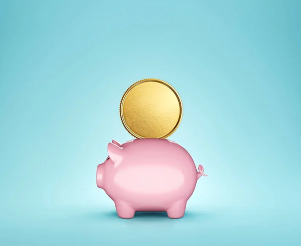piggy bank isolated on a turquoise. 3d illustration