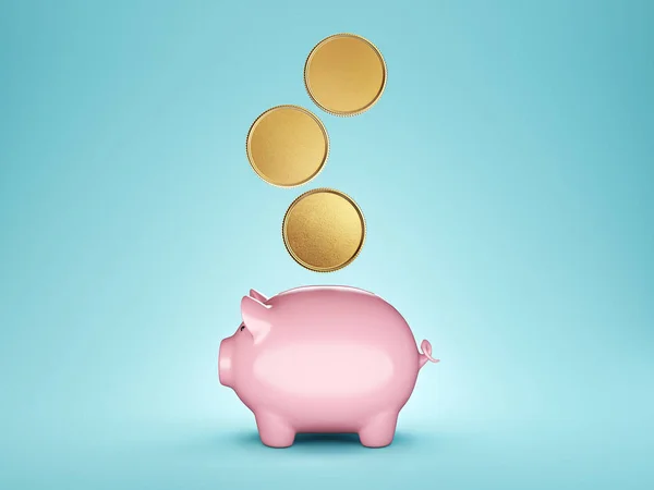 Piggy Bank Geïsoleerd Een Turquoise Illustratie — Stockfoto