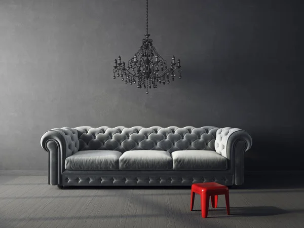ソファ付きのモダンなデザインのインテリア 北欧家具 3Dイラスト — ストック写真