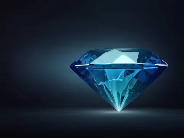 Blauer Diamant Isoliert Auf Einem Schwarzen Illustration — Stockfoto