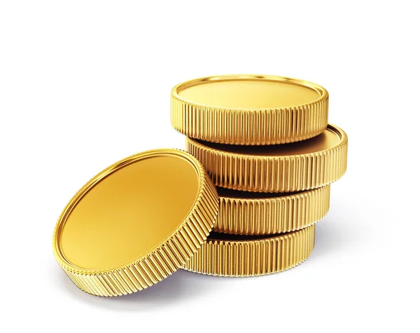 Moneda Oro Aislada Blanco Ilustración —  Fotos de Stock