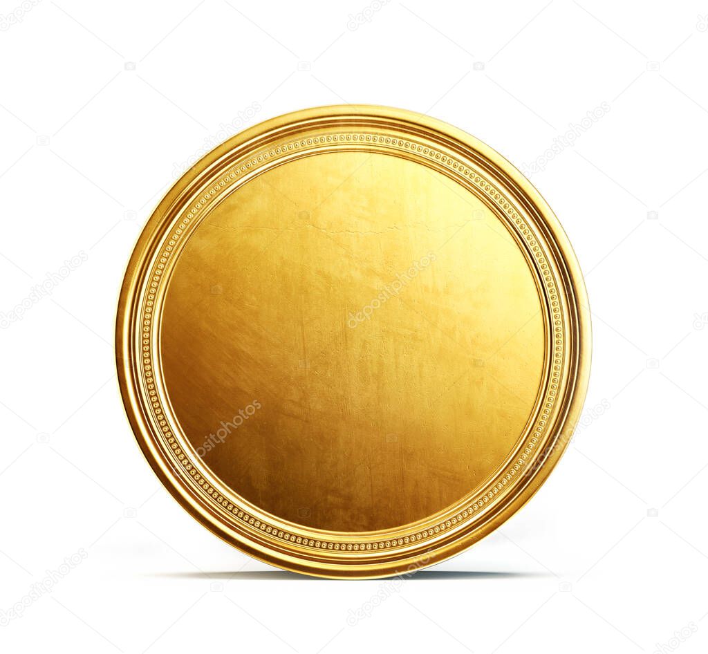 golden coin isolated on a white. 3d illustration