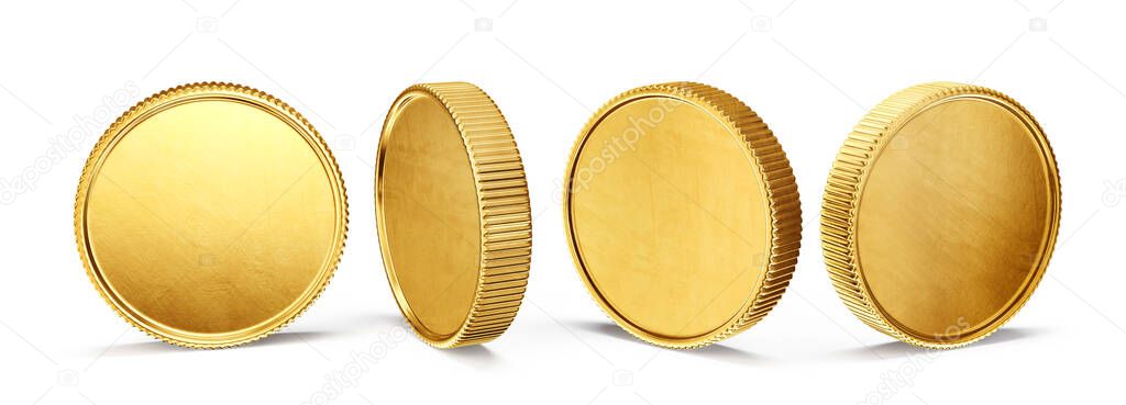 golden coin isolated on a white. 3d illustration