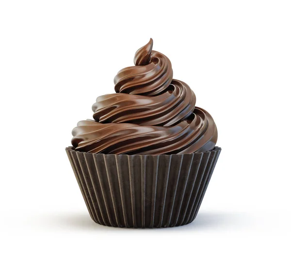 Chocolade Cupcake Geïsoleerd Een Witte Illustratie — Stockfoto