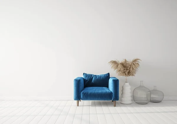 Modern Design Interior Blue Armchair Scandinavian Furniture Illustration — Stock Photo, Image