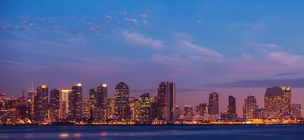 Cidade San Diego Califórnia Crepúsculo Skyline Foto Panorâmica — Fotografia de Stock