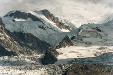 MT Blanc alp manzara. Chamonix, Fransa. Doğal buzullar.