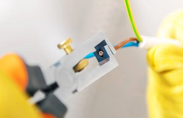 Herramientas Trabajo Eléctricas Preparación Cables Para Instalación Salida Trabajo Electricista — Foto de Stock