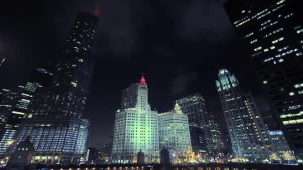 Stad Chicago Paar Timelapses Nachts Chicago Illinois Verenigde Staten — Stockvideo