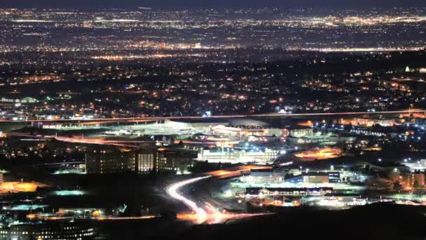 Denver Metrobereich Zeitraffer Der Nacht Zeitraffer Panorama Aufnahmen Denver Colorado — Stockvideo