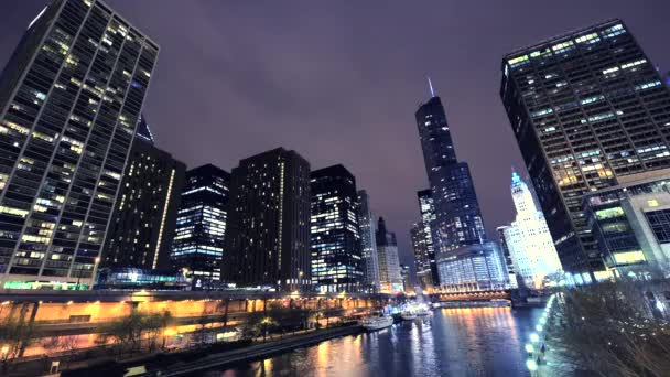 Downtown Chicago Och Chicagofloden Timelapse — Stockvideo