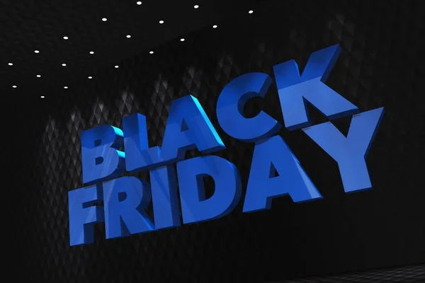 Black Friday Concept Illustration Dark Illuminated Background Blue Lettering — Stock Photo, Image