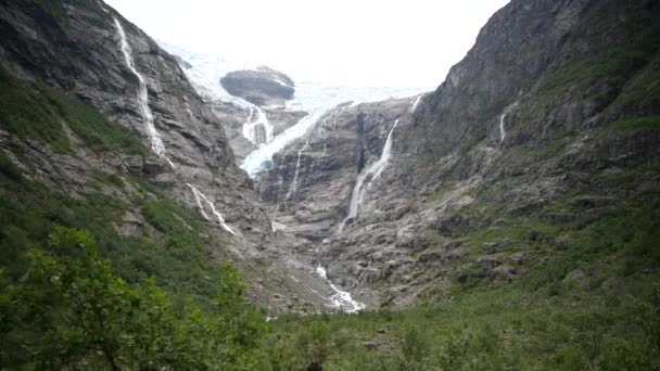 Kjenndal Ledovec Lodal Valley Norsko Malebné Ledovcové Krajiny — Stock video