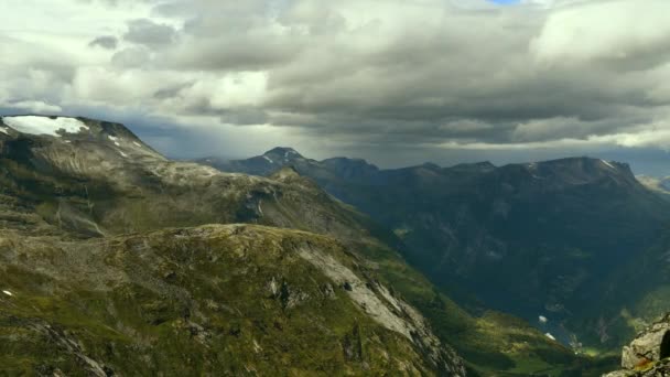 Timelapse Geiranger Νορβηγία Και Γραφικό Γύρω Τοπίο — Αρχείο Βίντεο