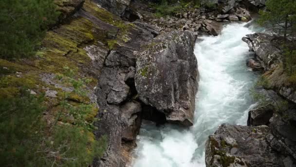 Norský Geologická Formace Horská Řeka — Stock video