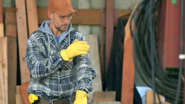 Lavori Falegnameria Caucasica Filmati Rallentatore — Video Stock