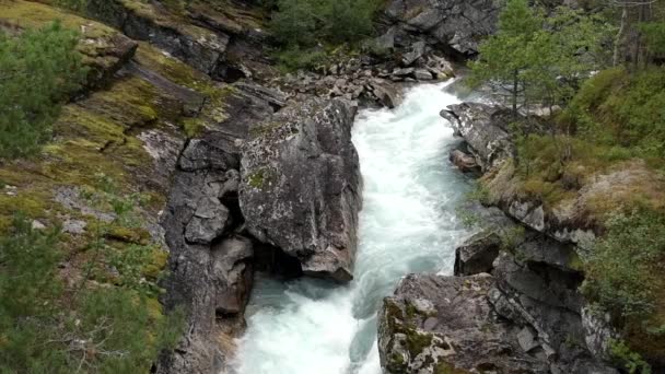 Paisagem Rio Cênico Movimento Lento Noruega Europa — Vídeo de Stock