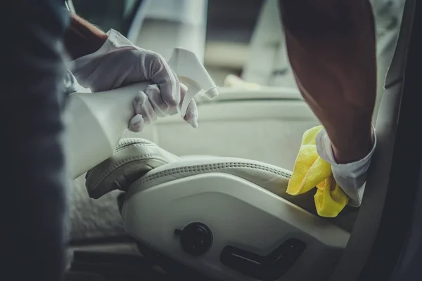 Behandlung Von Autositzen Aus Leder Details Fahrzeuginnenraum — Stockfoto