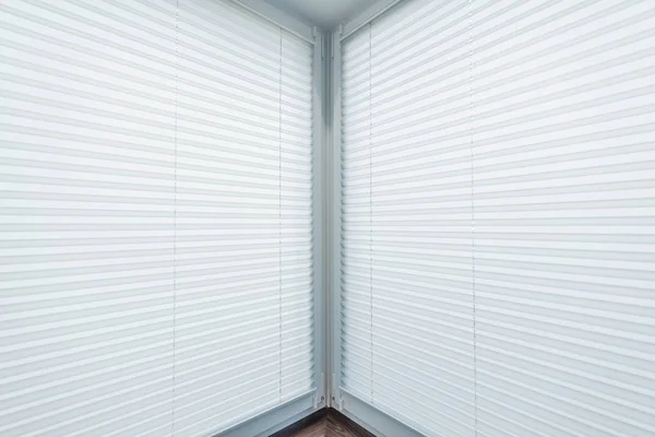 Brand New White Blinds Apartment Corner Windows — Stock Photo, Image