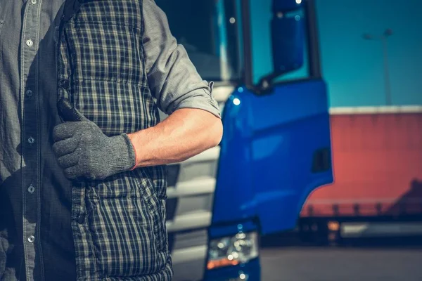 Lkw Fahrer Beruf Konzeptfoto Arbeiter Der Transportbranche — Stockfoto