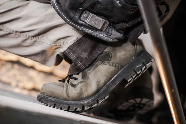 Direct Veilig Schoenen Voor Het Werk Van Bouw Closeup Foto — Stockfoto