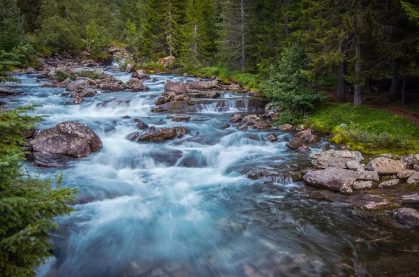 Φυσικού Κάλλους Ορεινό Ποτάμι Κάπου Στη Νορβηγία Νορβηγικά Τοπίο — Φωτογραφία Αρχείου