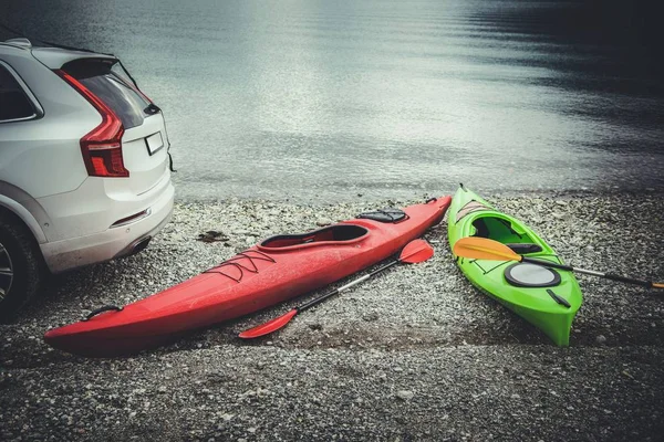 Summer Kayak Spot Rocky Beach Sport Loisirs Thème Norvège Europe — Photo