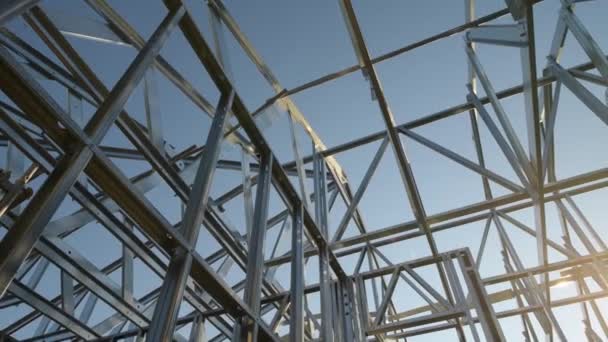 Steel Frame House Structure Also Called Skeleton Frame — Stock Video