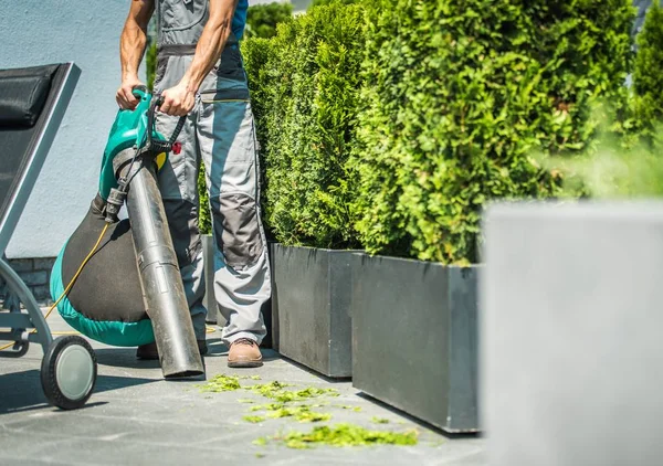 Leaf Blower Garden Vacuum Hands Professional Gardener — Stock Photo, Image