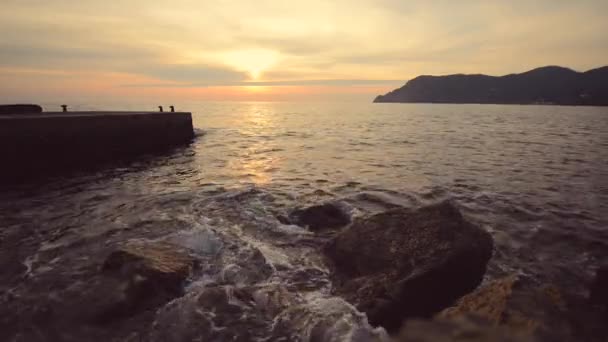 Vernazza Talyan Riviera Deniz Kıyısında Liguria Talya — Stok video